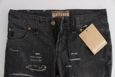 John Galliano Grijze Gewassen Katoenen Gescheurde Rechte Jeans