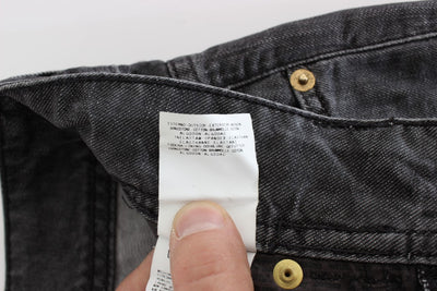 John Galliano Grijze Gewassen Katoenen Gescheurde Rechte Jeans