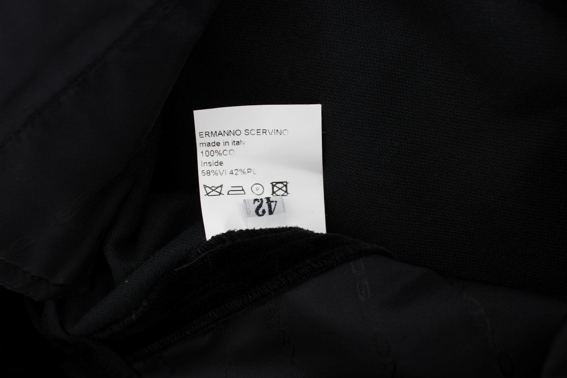 Ermanno Scervino zwart fluwelen katoenen broek met rechte pijpen