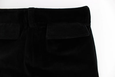 Ermanno Scervino zwart fluwelen katoenen broek met rechte pijpen