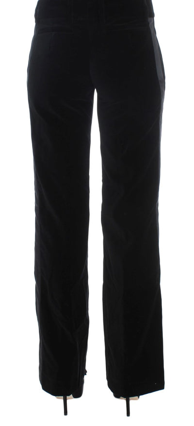 Ermanno Scervino zwart gestreepte fluwelen viscose bootcut broek