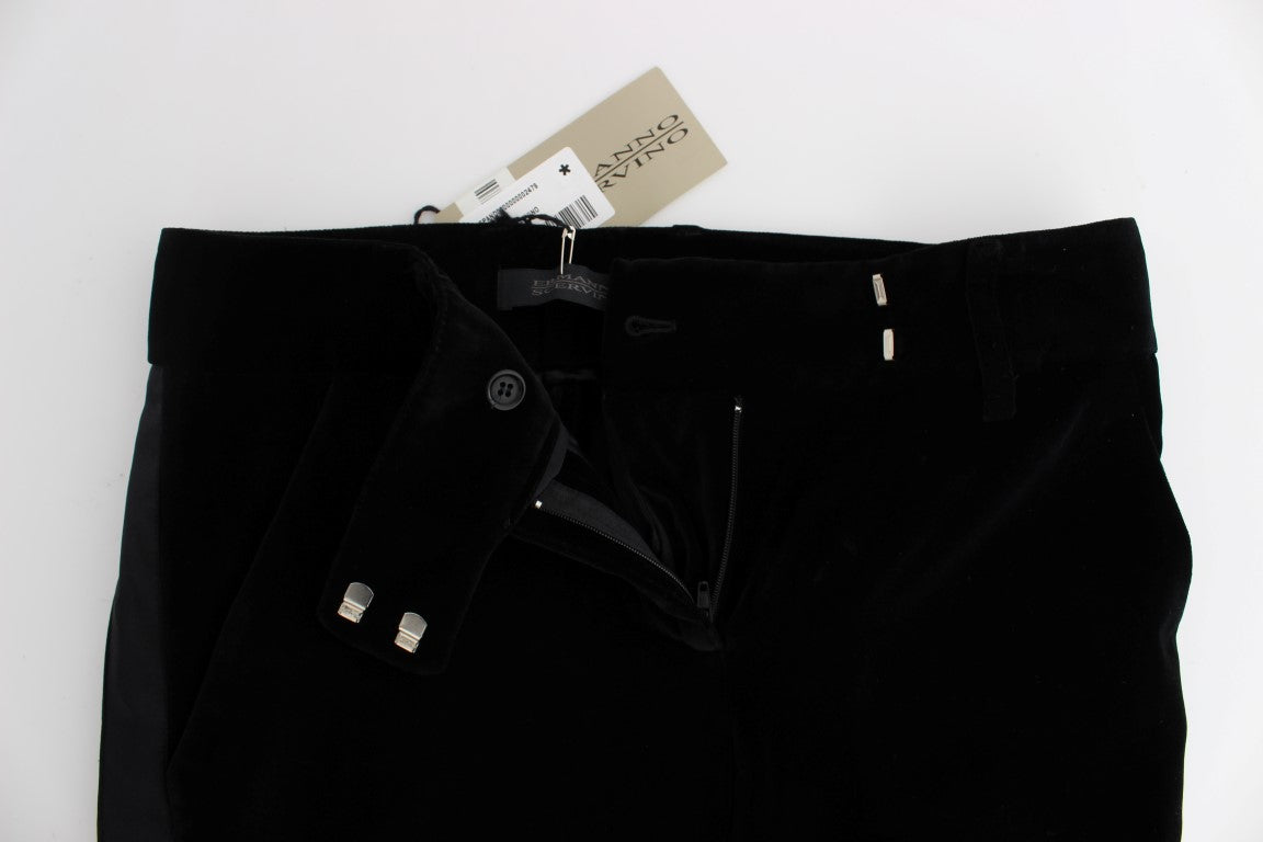 Ermanno Scervino zwart gestreepte fluwelen viscose bootcut broek