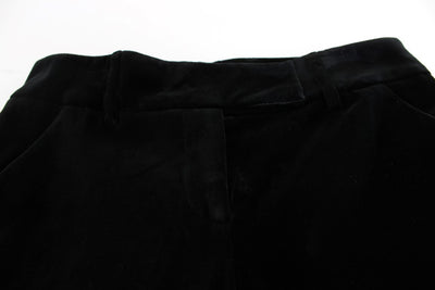 Ermanno Scervino zwart gestreepte fluwelen viscose bootcut broek