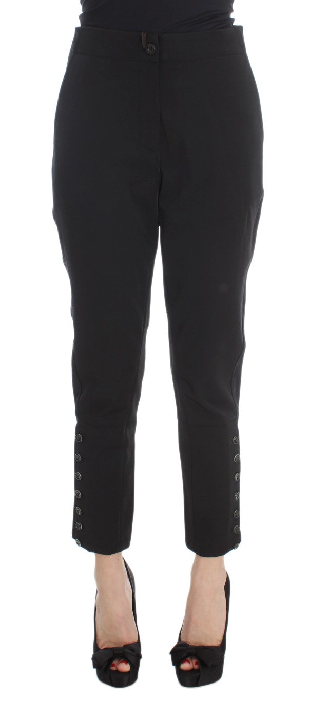 Ermanno Scervino Zwarte Katoenen Mix Capri Cropped Broek