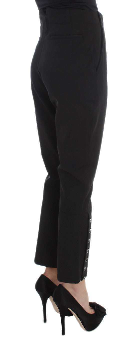 Ermanno Scervino Zwarte Katoenen Mix Capri Cropped Broek