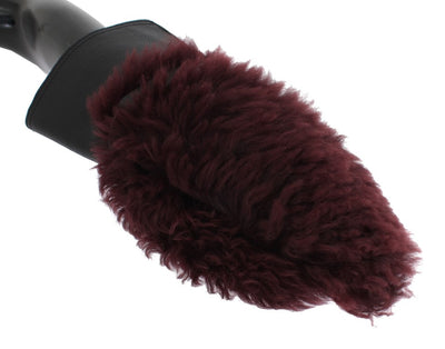 Gants Dolce &amp; Gabbana en cuir noir et peau lainée bordeaux