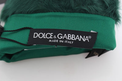 Dolce &amp; Gabbana Groene Leren Xiangao Bont Elleboog Handschoenen