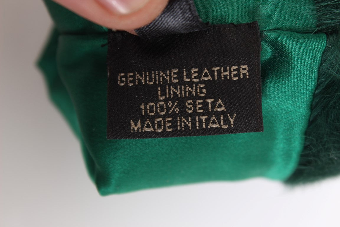Dolce &amp; Gabbana Groene Leren Xiangao Bont Elleboog Handschoenen