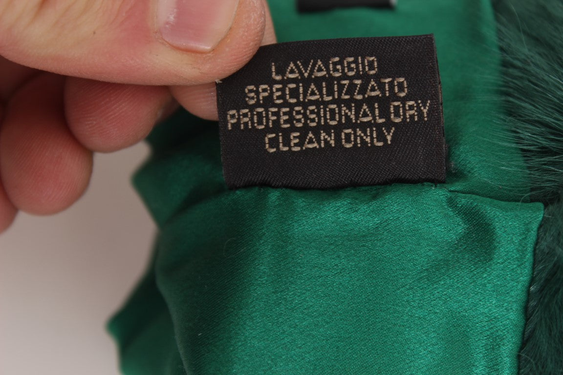 Dolce &amp; Gabbana Groene Leren Xiangao Bont Elleboog Handschoenen