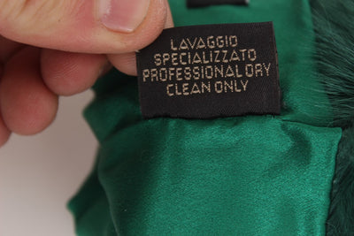 Dolce &amp; Gabbana Groene Leren Xiangao Bont Elleboog Handschoenen