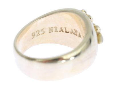 Bague Nialaya en argent sterling 925 avec écusson