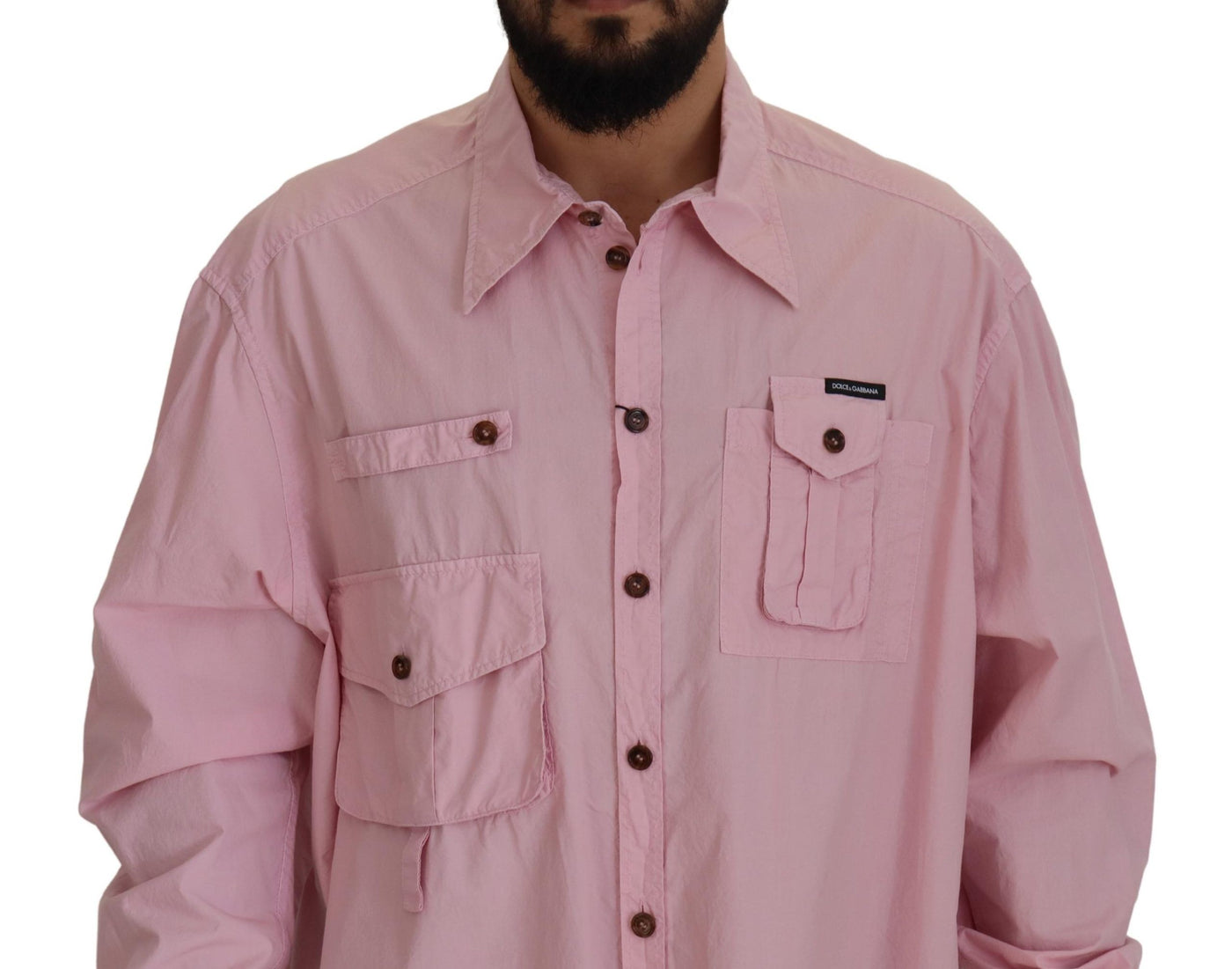 Chemise boutonnée décontractée rose à manches longues Dolce &amp; Gabbana