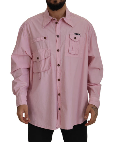 Chemise boutonnée décontractée rose à manches longues Dolce &amp; Gabbana