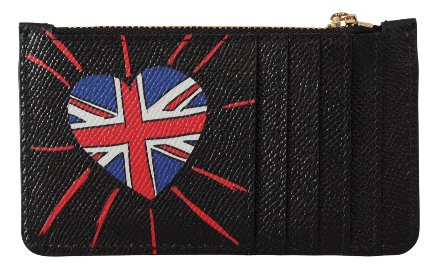 Dolce &amp; Gabbana Zwarte Leren #DGLovesLondon Dames Kaarthouder Munthouder Portemonnee