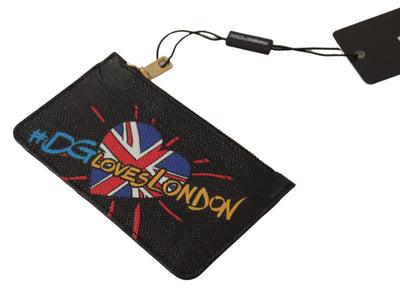 Dolce &amp; Gabbana Zwarte Leren #DGLovesLondon Dames Kaarthouder Munthouder Portemonnee