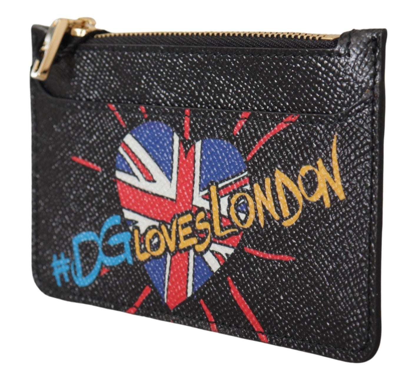 Dolce &amp; Gabbana Zwarte Leren #DGLovesLondon Dames Kaarthouder Munthouder Portemonnee