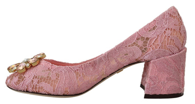 Dolce &amp; Gabbana roze Taormina kant kristal pumps pastel schoenen