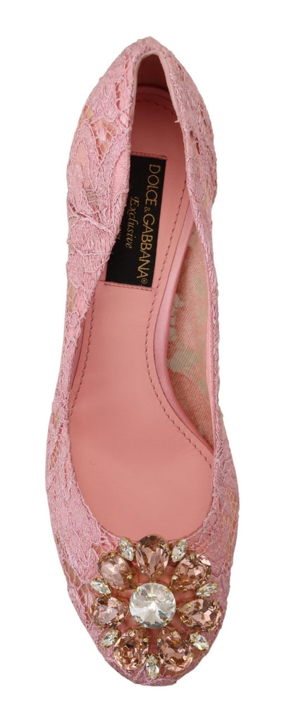 Dolce &amp; Gabbana roze Taormina kant kristal pumps pastel schoenen