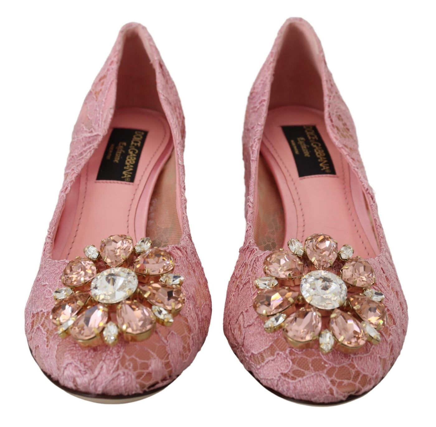 Dolce &amp; Gabbana roze Taormina kant kristal pumps pastel schoenen