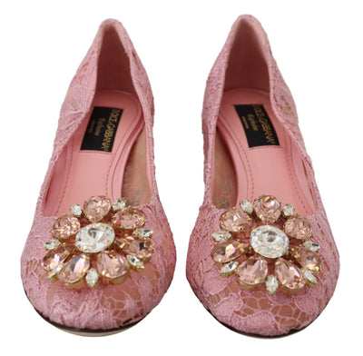 Dolce &amp; Gabbana roze Taormina kant kristal pumps pastel schoenen