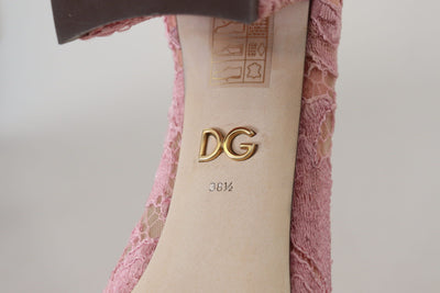 Dolce &amp; Gabbana roze Taormina kant kristal pumps pastel schoenen