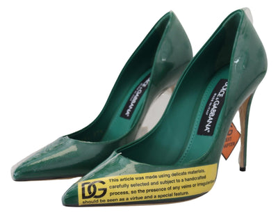 Dolce &amp; Gabbana Groene Leren Hakken Pumps Plastic Schoenen