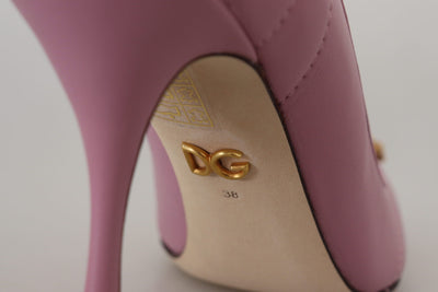Dolce & Gabbana Pink Leather Heart DEVOTION Heels Pumps Shoes