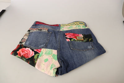 Jean taille haute en denim bleu patchwork Dolce &amp; Gabbana
