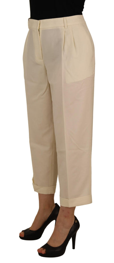 Pantalon court taille haute ivoire Dolce &amp; Gabbana à ourlet replié
