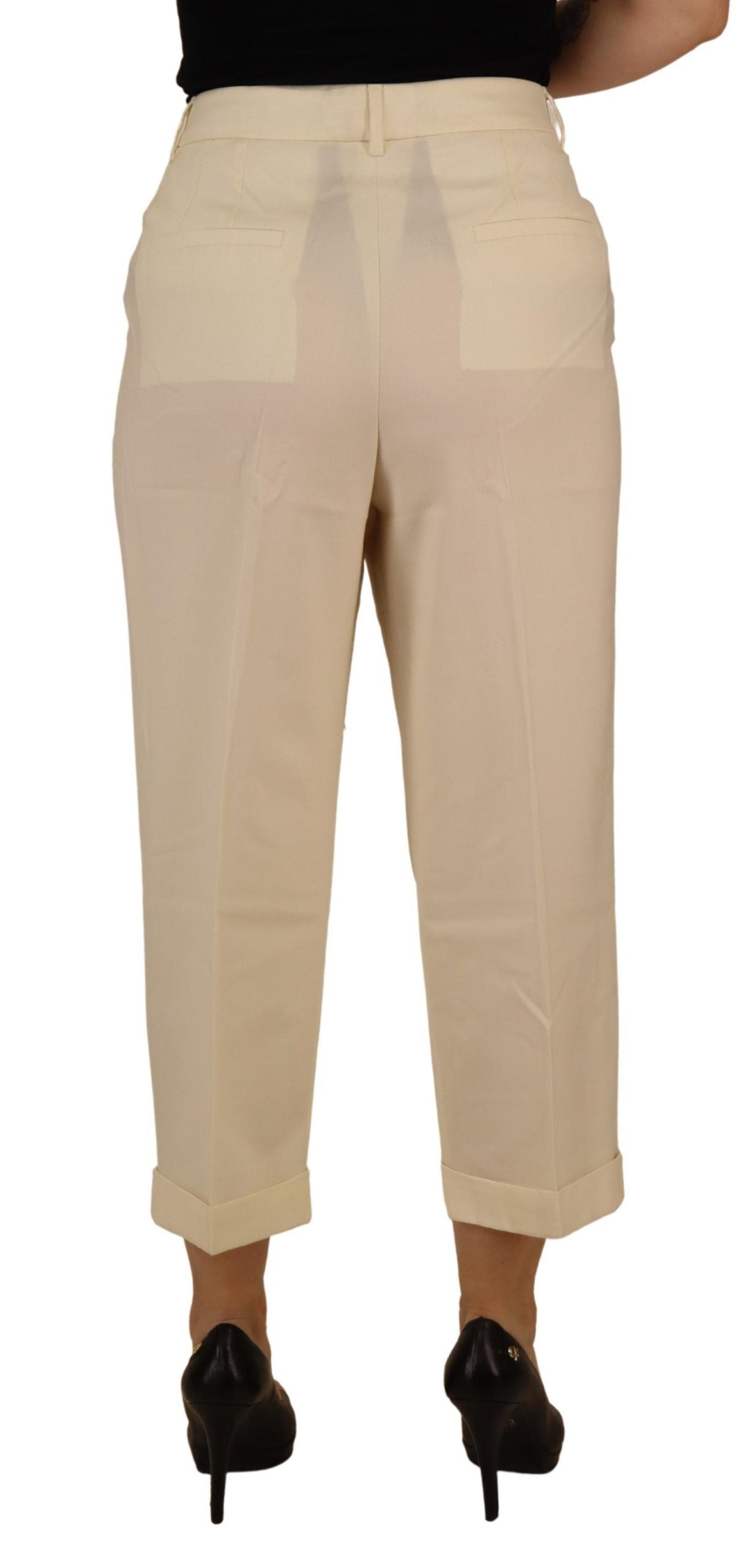 Pantalon court taille haute ivoire Dolce &amp; Gabbana à ourlet replié