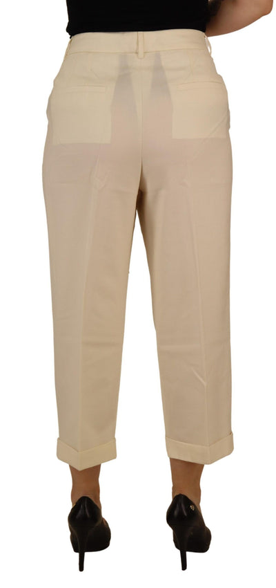 Pantalon court taille haute ivoire Dolce &amp; Gabbana à ourlet replié