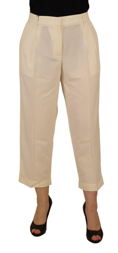 Pantalon court taille haute ivoire Dolce &amp; Gabbana à ourlet replié