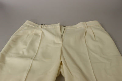 Pantalon court taille haute ivoire Dolce &amp; Gabbana à ourlet replié