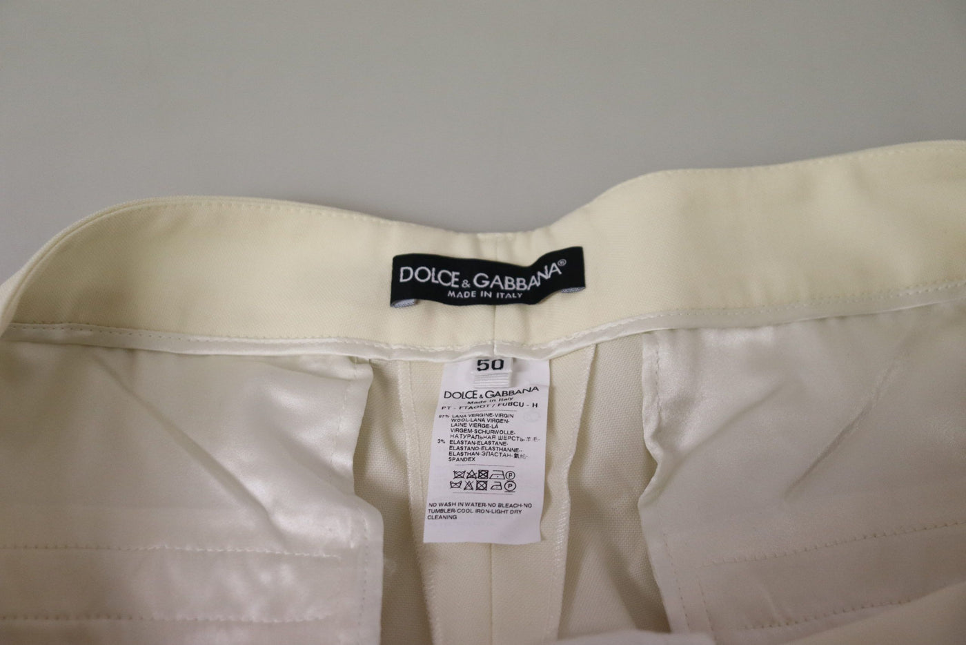 Pantalon court taille haute ivoire Dolce &amp; Gabbana à ourlet replié
