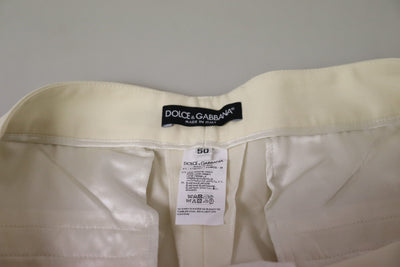 Pantalon court taille haute ivoire Dolce &amp; Gabbana à ourlet replié