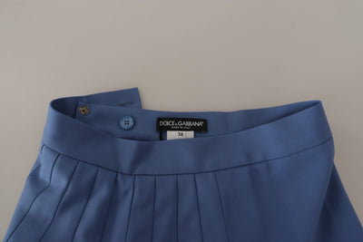 Dolce &amp; Gabbana Blauwe Versierde Geplooide Minirok Wol