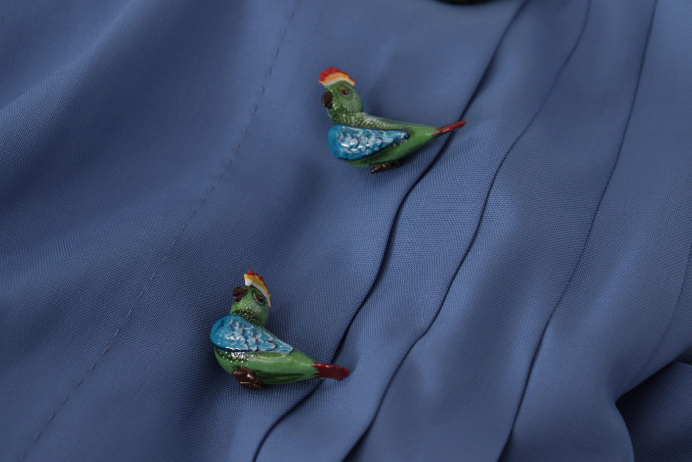 Dolce &amp; Gabbana Blauwe Versierde Geplooide Minirok Wol