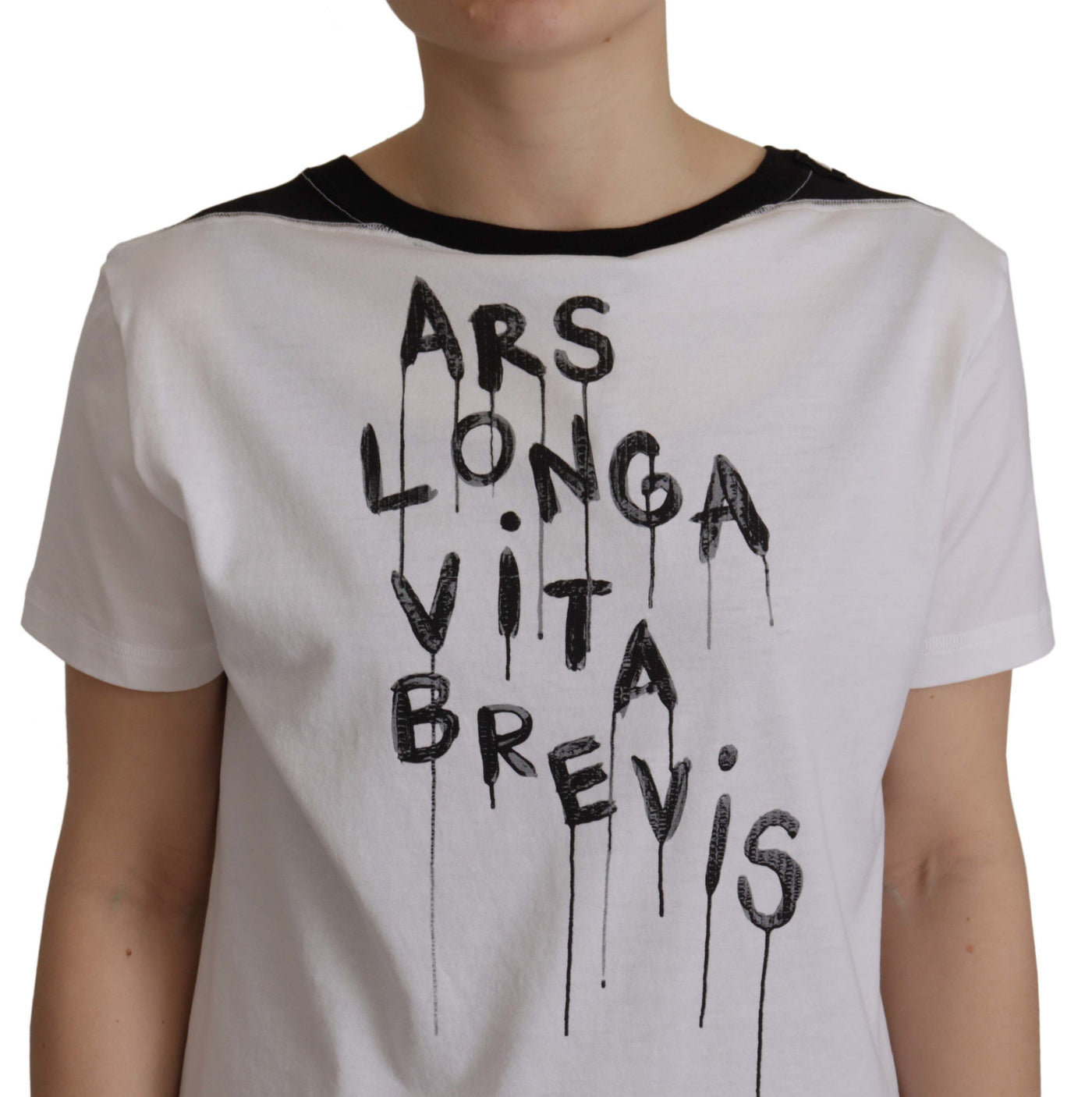 T-shirt col rond en coton blanc à slogan imprimé Dolce &amp; Gabbana