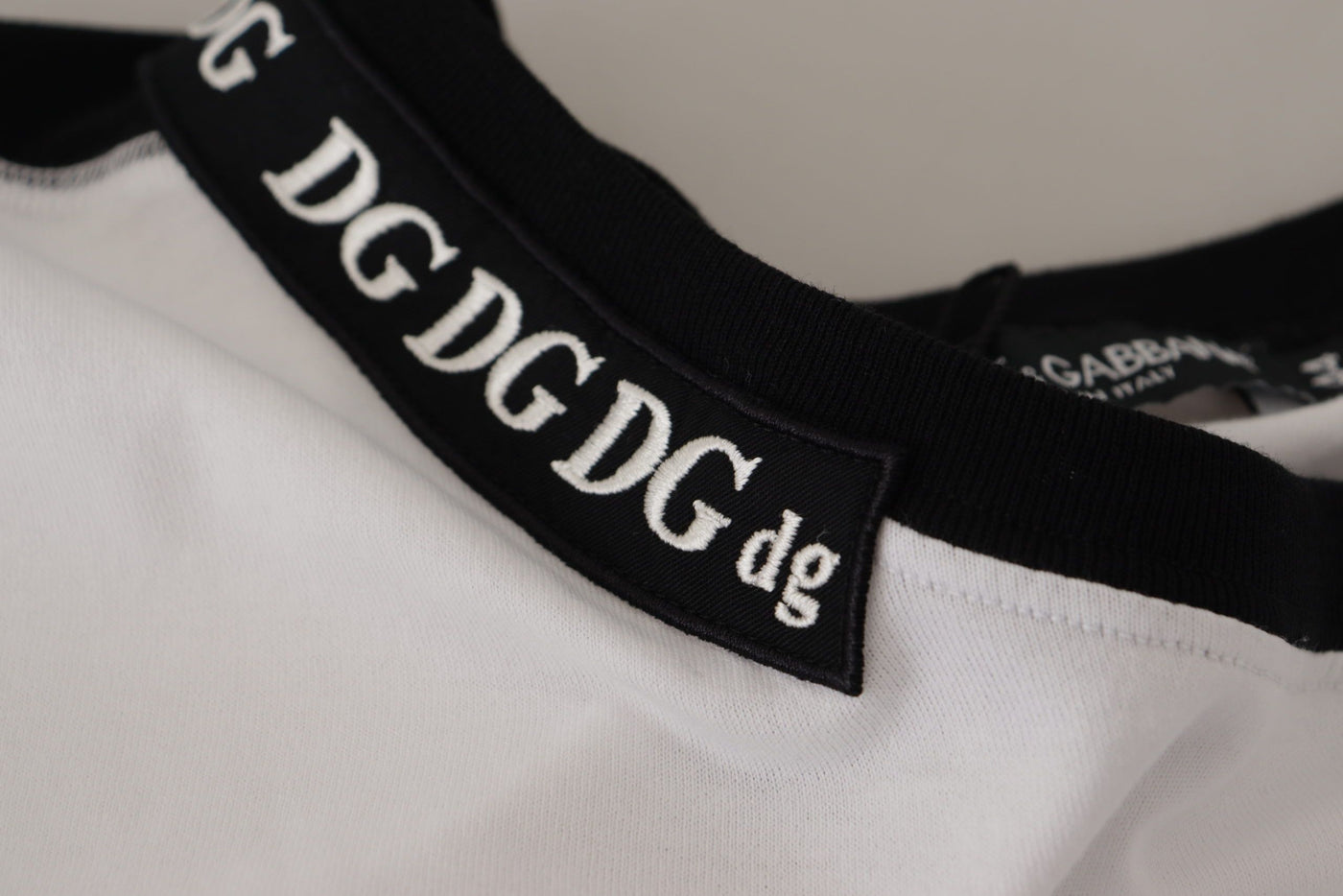 T-shirt col rond en coton blanc à slogan imprimé Dolce &amp; Gabbana
