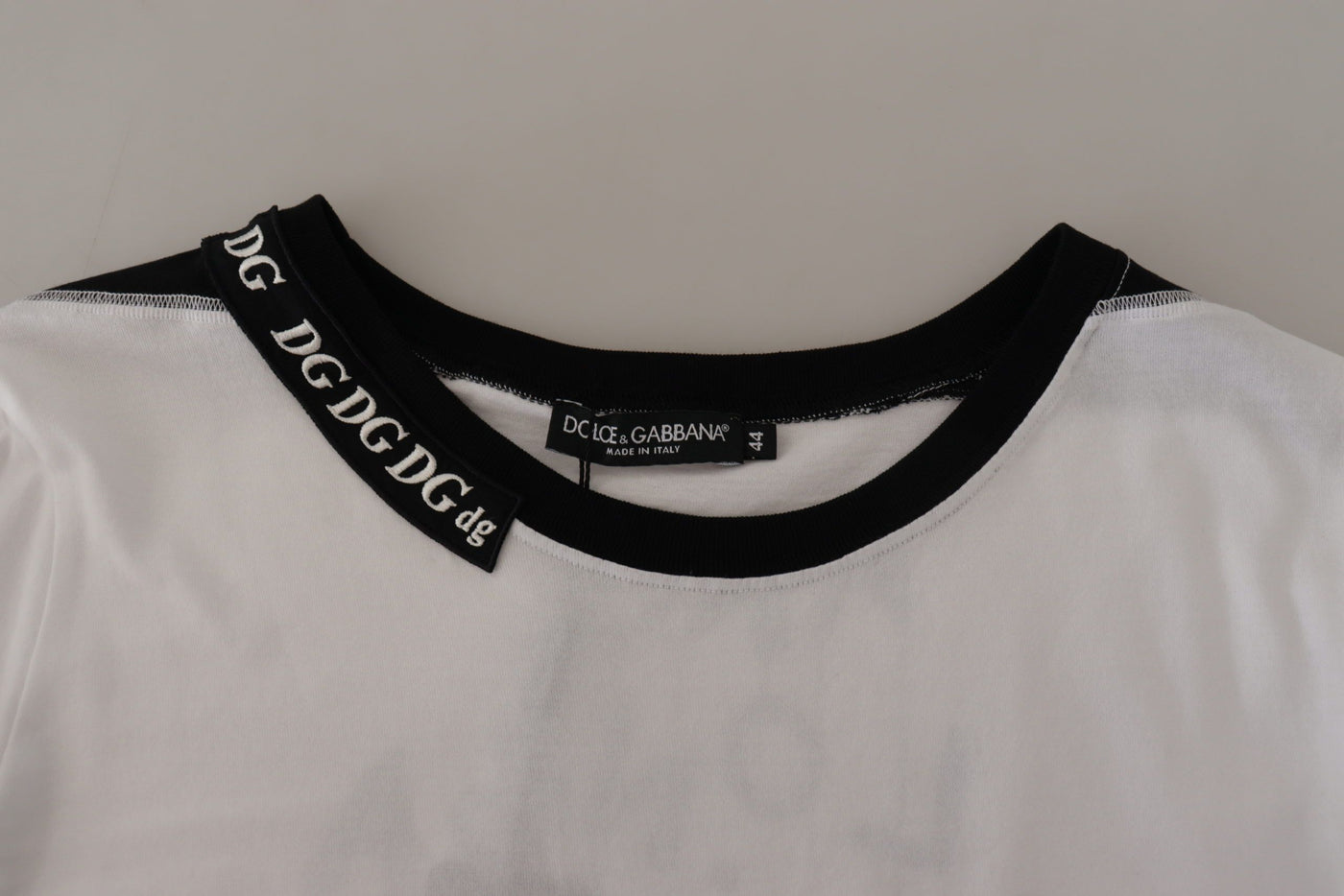 T-shirt col rond en coton blanc à slogan imprimé Dolce &amp; Gabbana