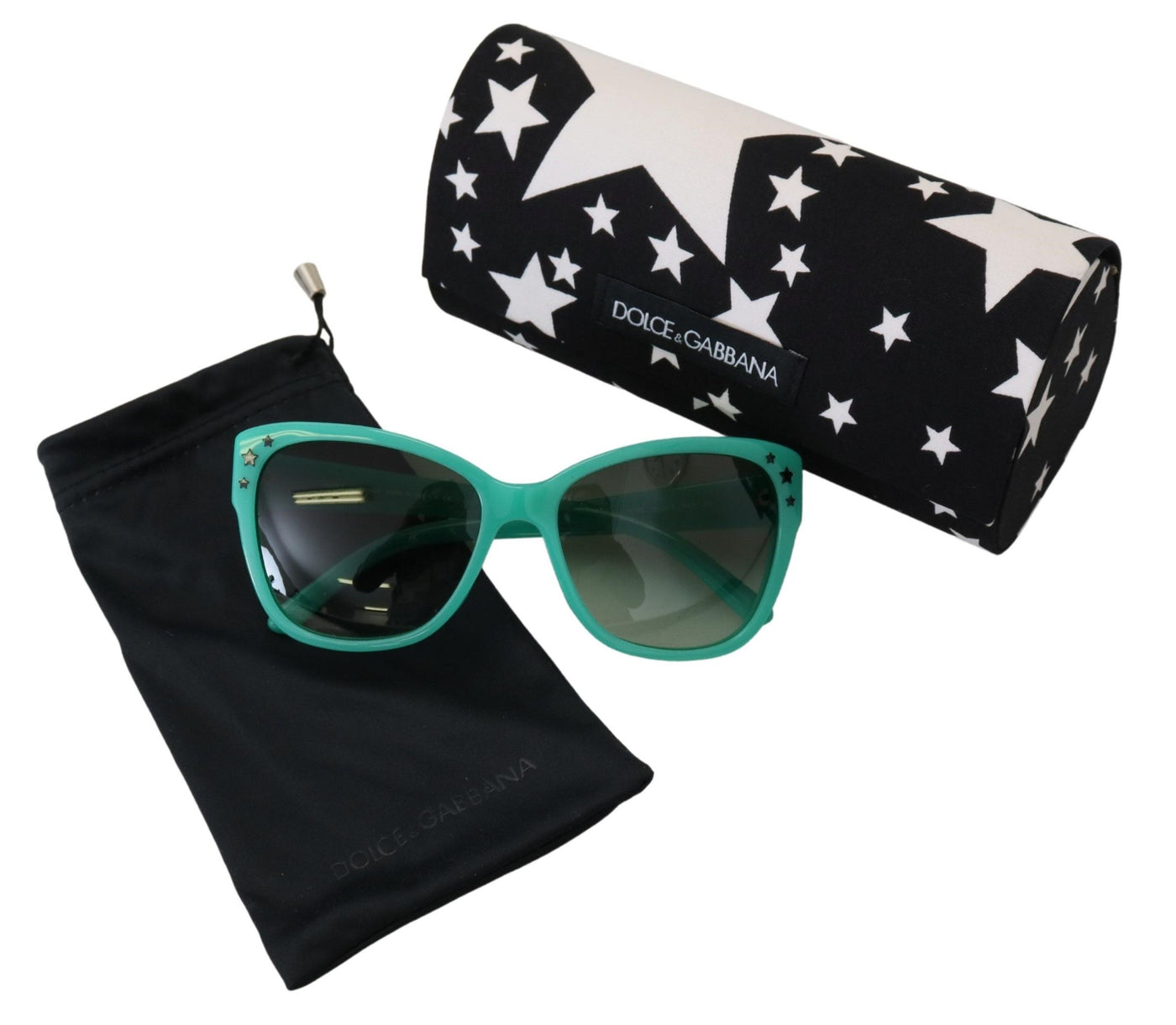 Dolce &amp; Gabbana Green Stars Acetate Square Shades DG4124 Zonnebril