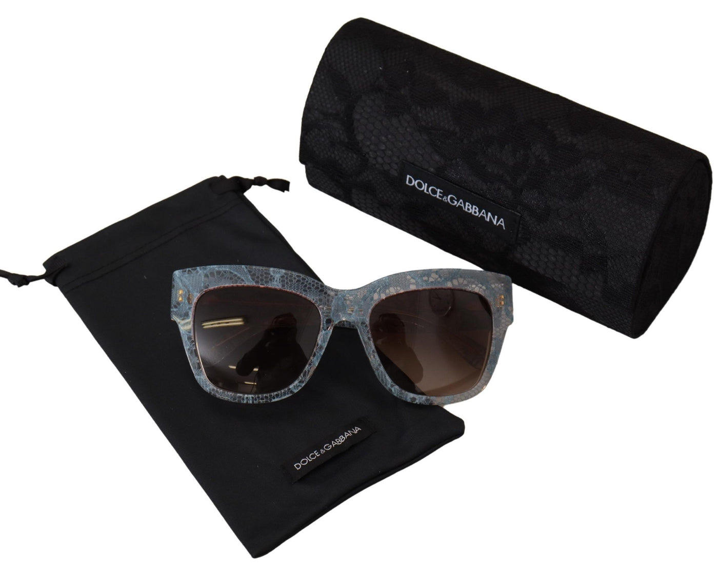 Dolce &amp; Gabbana Blue Lace Acetate Rectangle DG4231 Shades Zonnebril