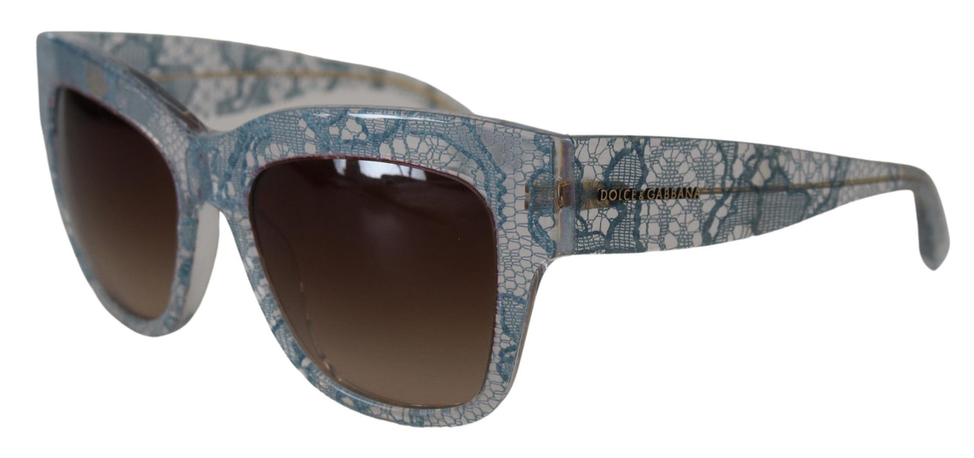 Dolce &amp; Gabbana Blue Lace Acetate Rectangle DG4231 Shades Zonnebril