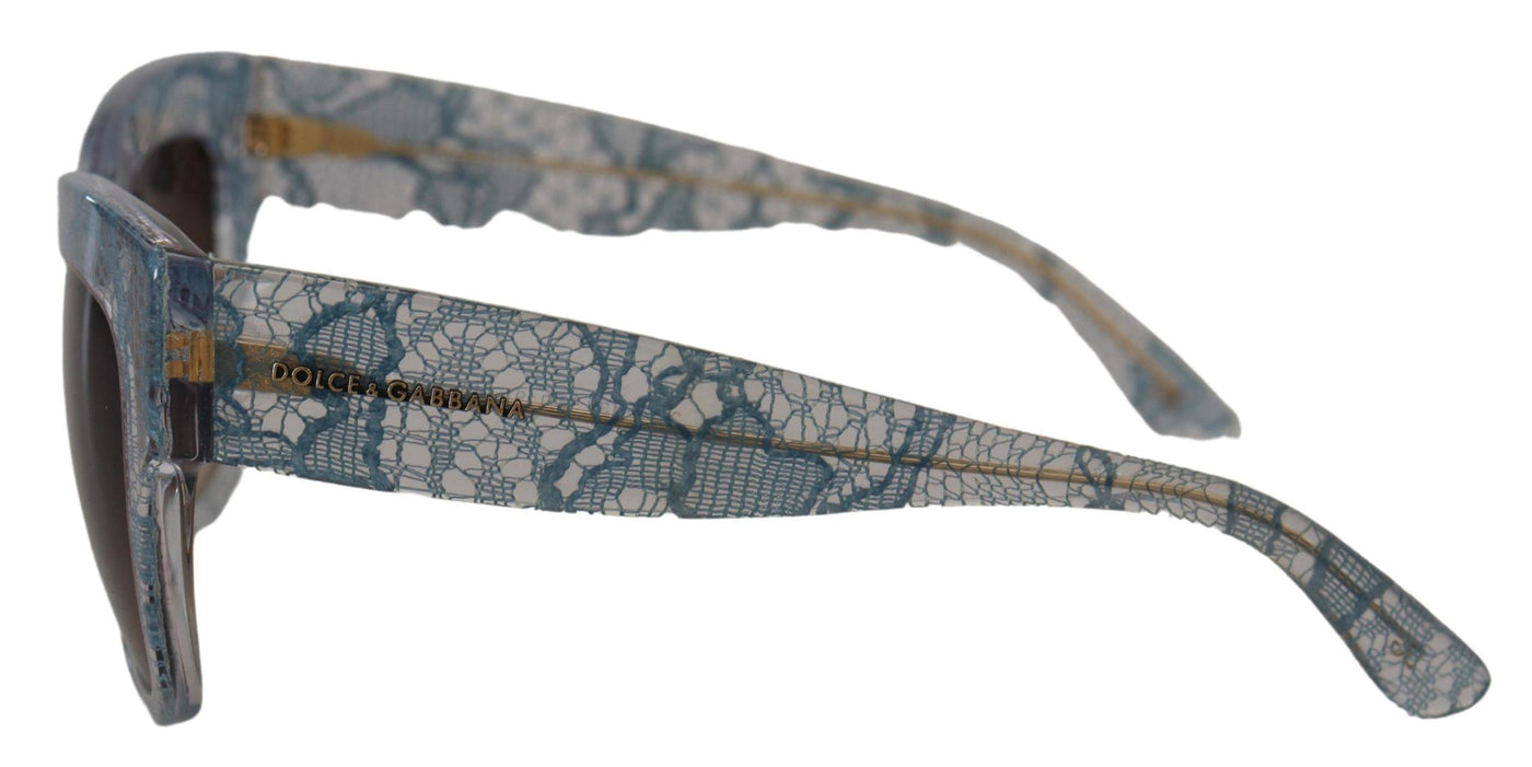 Dolce &amp; Gabbana Blue Lace Acetate Rectangle DG4231 Shades Zonnebril