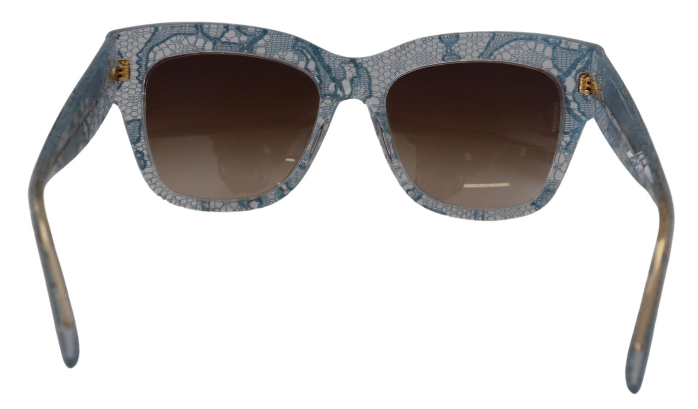 Dolce &amp; Gabbana Blue Lace Acetate Rectangle DG4231 Shades Zonnebril