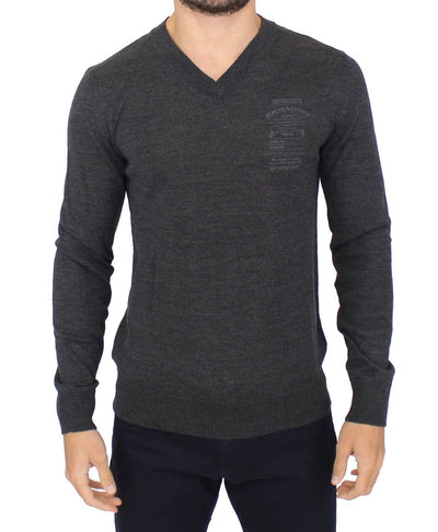 Pull col V en laine mélangée grise Ermanno Scervino