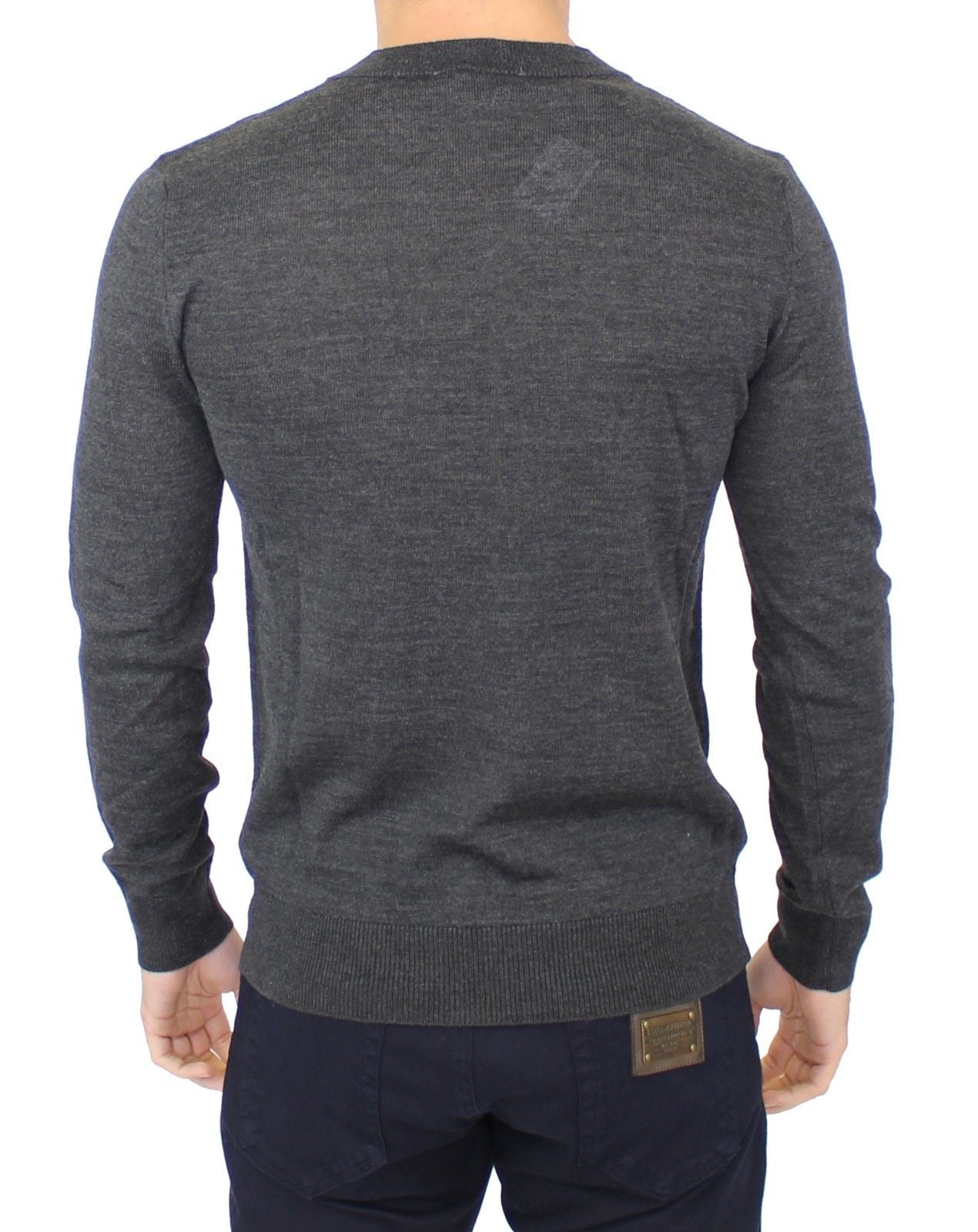 Pull col V en laine mélangée grise Ermanno Scervino