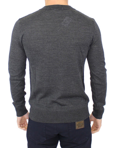 Pull col V en laine mélangée grise Ermanno Scervino