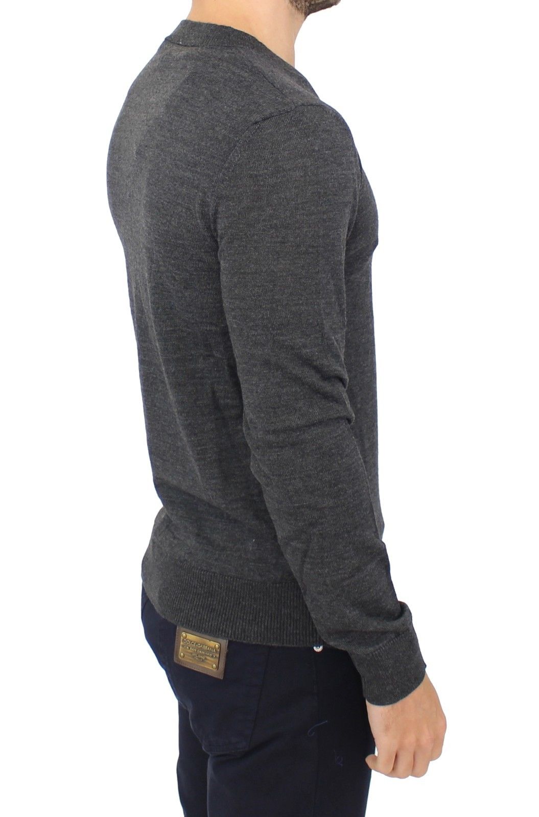 Pull col V en laine mélangée grise Ermanno Scervino