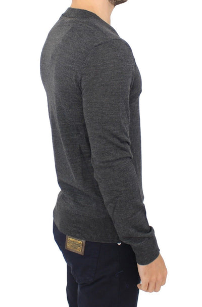 Pull col V en laine mélangée grise Ermanno Scervino